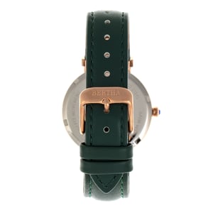Reloj de banda de cuero Bertha Emily con nácar
