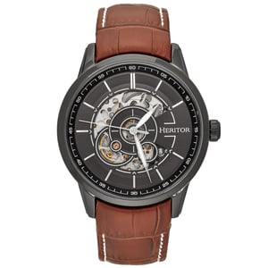 Reloj automático Heritor Davies semiesqueleto con correa de cuero