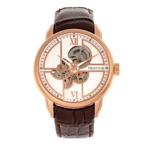 Reloj automático Heritor Sanford semiesqueleto con correa de cuero
