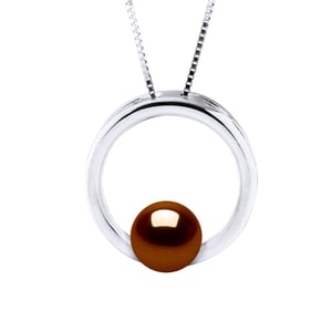 Collar círculo Pearl de agua dulce Ronda 8-9 mm White 925