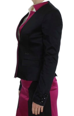 Saco Blazer Stretch Negra Rosa para Mujer Exte