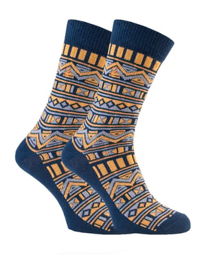 Farah - 2 Pares de Calcetines de Algodón Gruesos con Estampado Funky Vintage para Hombre - FVS008NVY