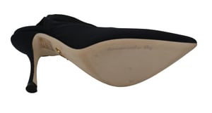 Zapatos de Tacón con Banda Trasera de Jersey Negro Stretch de Dolce & Gabbana