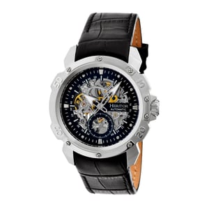 Reloj automático Heritor Conrad esqueleto con correa de cuero