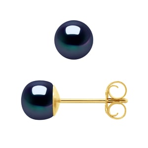 Pendientes de tachuelas Pearls cultivadas 5-6 mm en blanco o negro