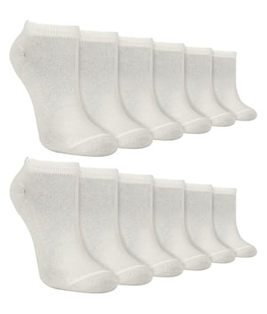 12 Pares de Calcetines de Bambú Blancos para Niños - Blanco