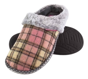 Dunlop - Ladies Cute Cosy Plush Memory Foam Knitted Slippers With Open Back Mules