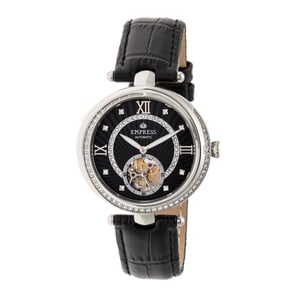 Reloj automático Empress Stella semiesqueleto con correa de cuero MOP