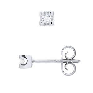 Pendientes solitarios 0,060 CTS Diamond Gold White Gold 18 quilates