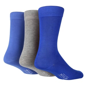 Wild Feet - Paquete de 3 calcetines de bambú transpirables de colores lisos para hombre