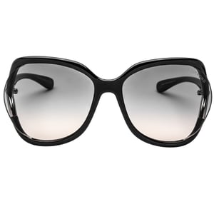 Gafas de sol negras brillantes con lentes ahumados degradados de Tom Ford