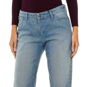 Pantalones largos tejanos con corte recto 6Y5J15-5DWSZ mujer