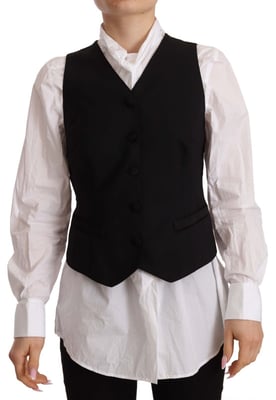 Top sin mangas negro con botones de Dolce & Gabbana para mujer en viscosa