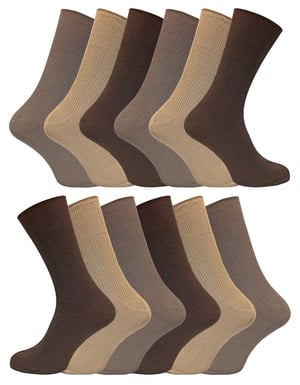 Paquete de 12 pares de calcetines 100% algodón para diabéticos - TSFD03