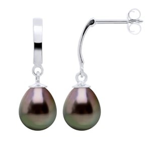 Medio aro perlas tahitianas peras 8-9 mm de oro blanco