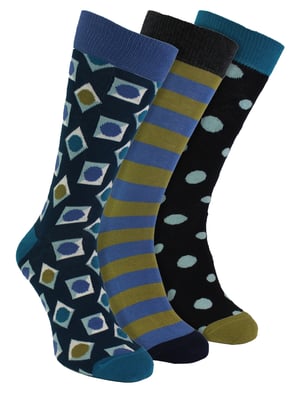 HS by Happy Socks - Calcetines de vestir para hombre en caja de regalo de 3 unidades - Cuadrados