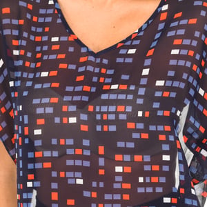 Blusa manga corta y cuello en pico 3Y5H65-5NTAZ mujer