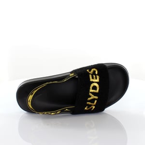 Slydes Coin Womens Slip on Back Strap Flip Flop Sliders Sandals SS20 Black Gold