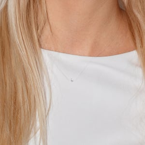 Collar Solitario de diamantes 0,050 CTS Nylon Transparent 925