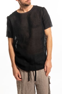 Takeshy Kurosawa Camiseta Lino Hombre Negro