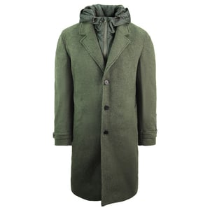 Lacoste lana para hombre abrigo verde oscuro