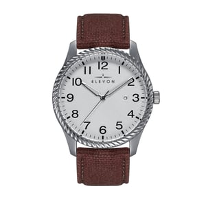Reloj Elevon Crosswind con correa de cuero superpuesta en lona y fecha
