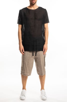 Takeshy Kurosawa Camiseta Lino Hombre Negro