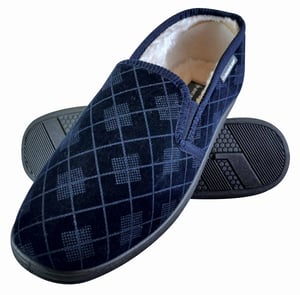 DUNLOP - PANTUFLAS MOCASÍN CON SUELA RÍGIDA PARA HOMBRE FORRADAS DE FELPA Y ESPUMA VISCOELÁSTICA A CUADROS ESCOCESES