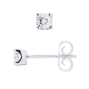 Pendientes Solitaire Diamond 0.40 CTS Ilusión 0.25 Cts Oro blanco 18K