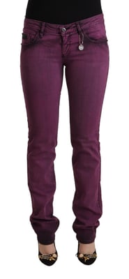 Jeans de mezclilla elásticos de algodón púrpura de corte slim fit para mujer de Costume National