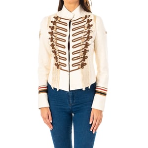 Chaqueta manga larga cuello alto y cierre de corchetes LWJG30 mujer
