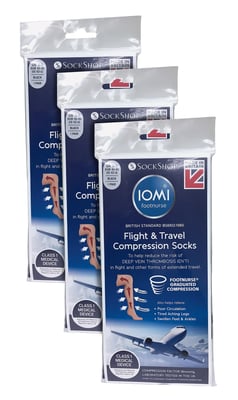 3 Pares Multipack Calcetines de Vuelo para Hombre | IOMI | Calcetines de Compresión Graduada para Pies Hinchados | Calcetines DVT para Viajar, Correr y Ciclismo - Negro