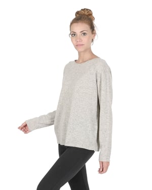 Crown Of Edinburgh Cashmere Pull Surdimensionnà© à  Col Bateau Pour Femme Coe 008 Gris Melange