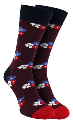 HS by Happy Socks - Pack de 3 Calcetines de Vestir Clásicos Flor - Flor (Borgoña)