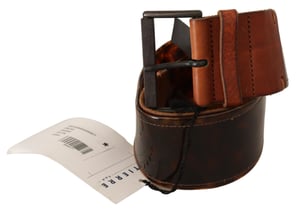 Cinturón de cintura de cuero marrón oscuro con hebilla para mujer Ermanno Scervino
