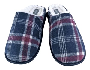 Dunlop - Hombre cálido forro polar Slip on Mule cuadros a cuadros Zapatillas de casa