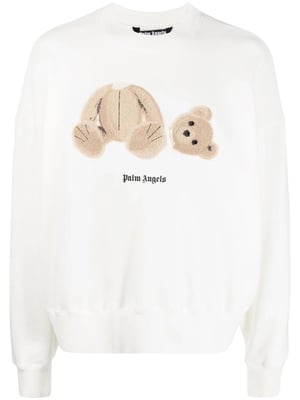 Sudadera Palm Angels Oso Cuello Redondo Blanco