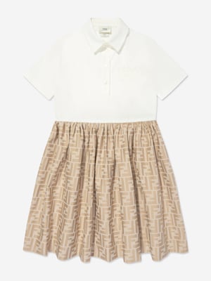 Vestido Jacquard FF de Fendi para Niñas en Beige
