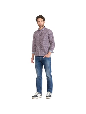 Le Temps Des Cerises Camisa Hombre Floy mit rotem Blumenmuster