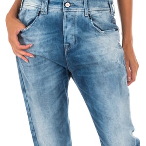 Pantalon Tejano Largo corte del bajo recto 10DBF0667 mujer