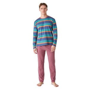 Pijama de algodón manga larga cuello redondo JJB12 hombre