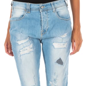 Pantalon Tejano Largo corte del bajo recto 10DBF0667 mujer