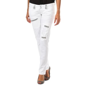 Pantalon largo con bajos de corte pitillo 10DBF0125 mujer