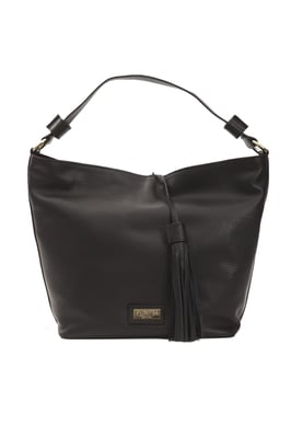Bolso de hombro de cuero negro para mujer Donatella Pompei
