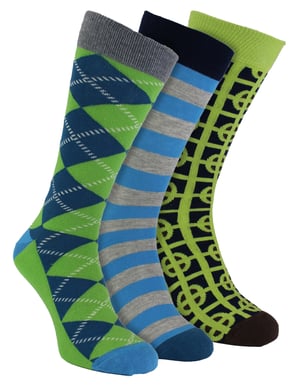 HS by Happy Socks - Paquete de 3 calcetines de vestir de estructura clásica para hombre - Target (Verde)