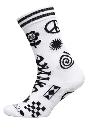 Calcetines Patchwork | Calcetines Happy | Calcetines con diseño divertido | Calcetines de regalo - Blanco