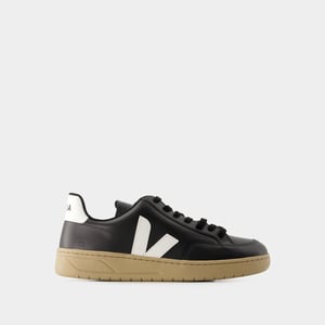 Zapatillas V-12 - Veja - Piel - Negro/Blanco
