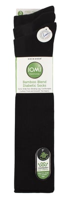 Calcetines Diabéticos hasta la Rodilla | IOMI | Pack de 3 Calcetines de Bambú No Elásticos para Pies Hinchados | Calcetines Largos Extra Anchos No Elásticos - Negro