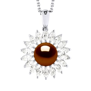 Sol Collar Joyas de perlas de agua dulce 8-9 mm White 925