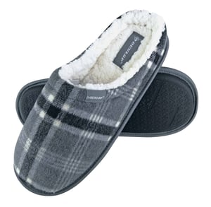 Dunlop - Hombre cálido forro polar Slip on Mule cuadros a cuadros Zapatillas de casa